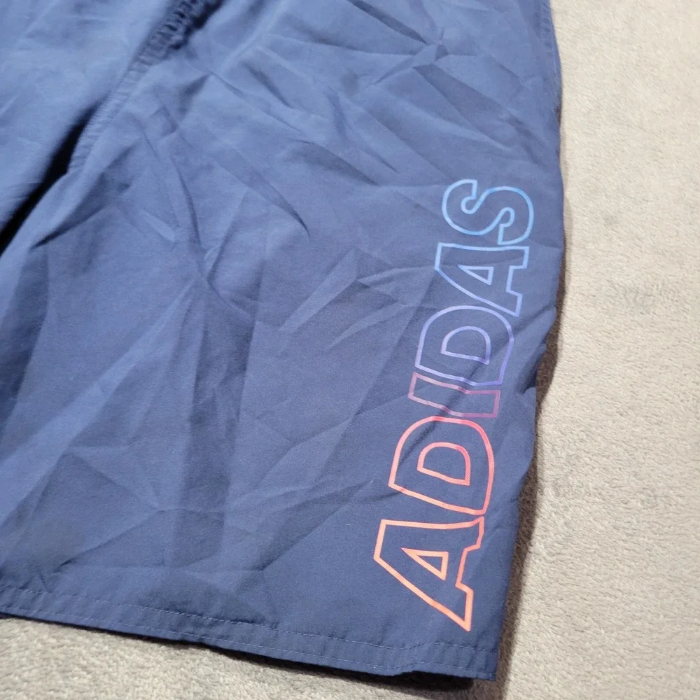 Adidas Swim Trunks Boys Large 13-14Y Navy Blue FL8721 Gradient‎ Logo Athletic